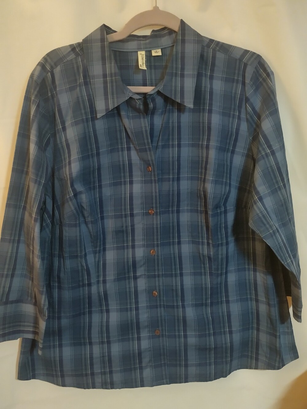 Women's Blue Plaid Button-Up Shirt Size 1X